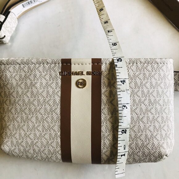 MICHAEL KORS Waist Belt Bag Fanny Pack‎ Beige/White Signature Logo S/M - Picture 8 of 9